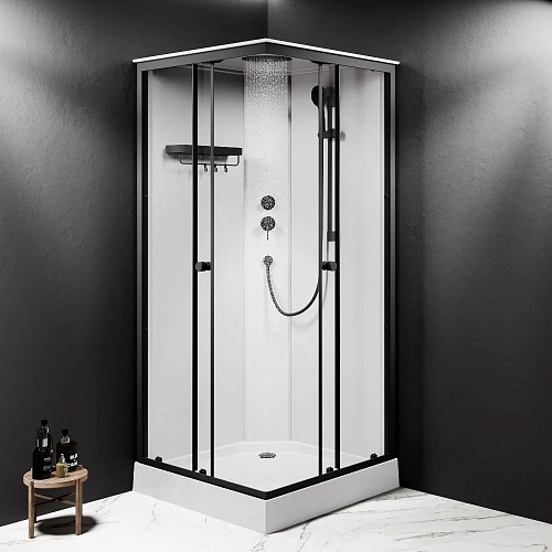 Душевая кабина AM.PM X-Joy W94C-403-090BT 90x90, профиль черный матовый, стекло прозрачное Душевая кабина AM.PM X-Joy W94C-403-090BT 90x90, профиль черный матовый, стекло прозрачное