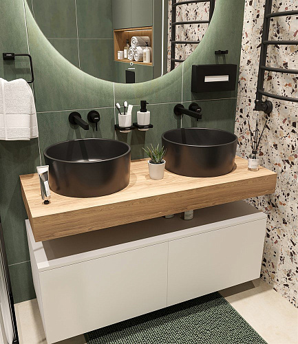 Столешница STWORKI Ольборг 120 дуб французский, без отверстий, 2 тумбы 60 + 2 раковины 483407 Столешница STWORKI Ольборг 120 дуб французский, без отверстий, 2 тумбы 60 + 2 раковины 483407