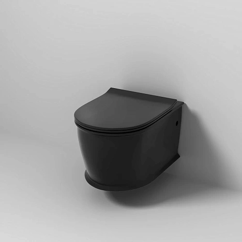 Унитаз подвесной GROSSMAN GR-4482BMS Retro 545x370x360 черный матовый безободковый с тонкой крышкой Унитаз подвесной GROSSMAN GR-4482BMS Retro 545x370x360 черный матовый безободковый с тонкой крышкой