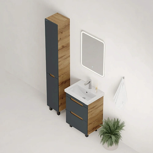 Тумба под раковину Onika Айленд 50 см 105042 напольная, графит/дуб крафт золотой (для Фостер 50) Тумба под раковину Onika Айленд 50 см 105042 напольная, графит/дуб крафт золотой (для Фостер 50)