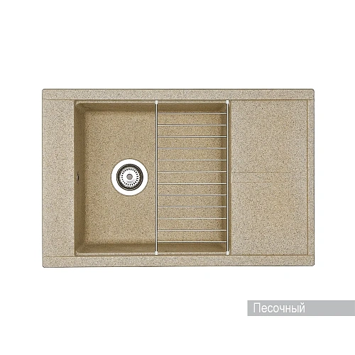 Кухонная мойка Aquaton Делия 78 1A715132DE220 из литого мрамора, прямоугольная, с крылом песочная Кухонная мойка Aquaton Делия 78 1A715132DE220 из литого мрамора, прямоугольная, с крылом песочная