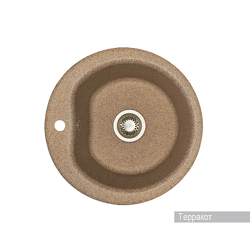 Кухонная мойка Aquaton Мида 1A712732MD270 из литого мрамора, круглая, терракотовая Кухонная мойка Aquaton Мида 1A712732MD270 из литого мрамора, круглая, терракотовая