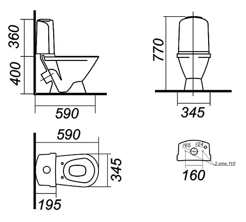 Унитаз напольный SANITA LUXE Classic DM WC.CC/Classic/2-DM/WHT.G/S1 Унитаз напольный SANITA LUXE Classic DM WC.CC/Classic/2-DM/WHT.G/S1