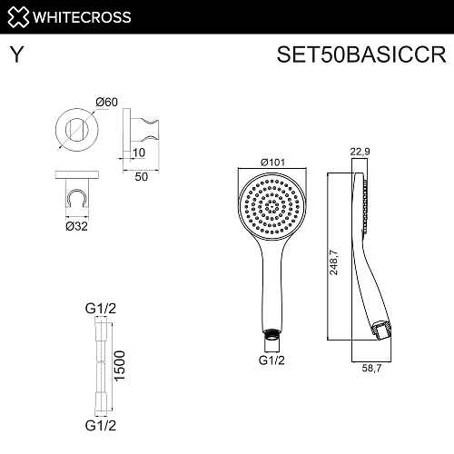 Душевой гарнитур WHITECROSS SET50BASICCR хром Душевой гарнитур WHITECROSS SET50BASICCR хром