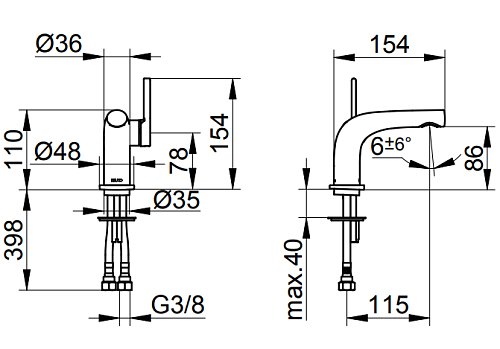 Смеситель для раковины Keuco Edition 400 51504130100 Смеситель для раковины Keuco Edition 400 51504130100