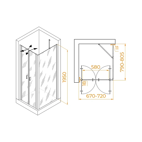 Душевой уголок RGW PA-144B (PA-104B+Z-050-2B+O-204B) 700x800 мм 060814478-14 черный Easy Clean Душевой уголок RGW PA-144B (PA-104B+Z-050-2B+O-204B) 700x800 мм 060814478-14 черный Easy Clean