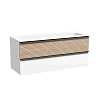 Картинка анонса товара «тумба под раковину sancos delta dl120w 1195х445х500 дуб светлый/белый, подвесная»