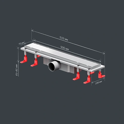 Душевой лоток AM.PM Prime Flow W02SC-U11-050-04SB Flow Tile 50см, сталь матовая Душевой лоток AM.PM Prime Flow W02SC-U11-050-04SB Flow Tile 50см, сталь матовая