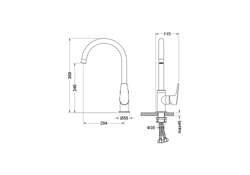 Смеситель для кухни Aquatek Бетта AQ1182BGM черный хром шлифованный Смеситель для кухни Aquatek Бетта AQ1182BGM черный хром шлифованный