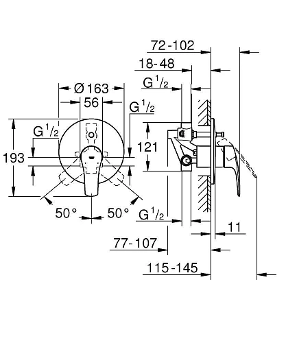 Смеситель для ванны GROHE Eurosmart (33305003) Смеситель для ванны GROHE Eurosmart (33305003)