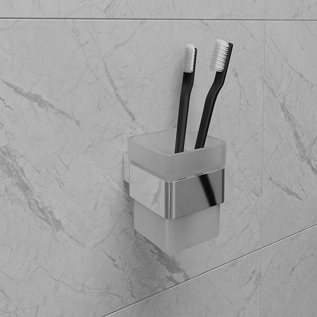 Стакан Lemark SMOOTH LINE с держателем, хром 9731013