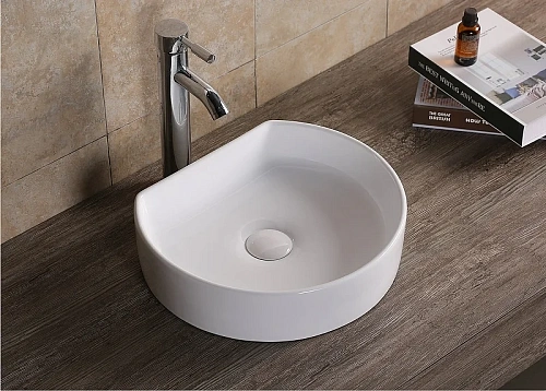 Раковина Ceruttispa CR7088 400х350х100 накладная, белая, усеченный круг Раковина Ceruttispa CR7088 400х350х100 накладная, белая, усеченный круг