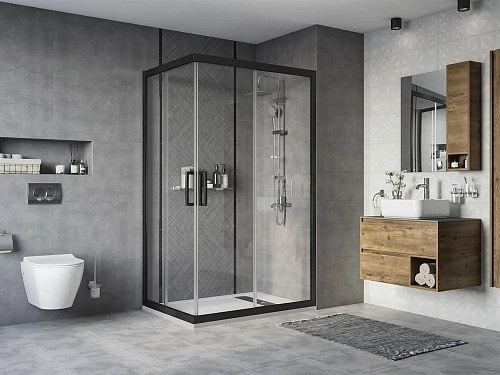 Душевой уголок STWORKI Карлстад 120x90 см профиль черный матовый 467298 Душевой уголок STWORKI Карлстад 120x90 см профиль черный матовый 467298