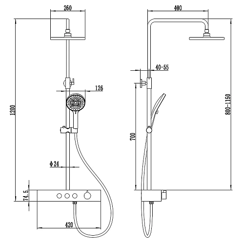 Душевая система AQUAme AQM8009W верхний душ 260мм, ручной душ 3 режима, каскад. излив, цвет белы Душевая система AQUAme AQM8009W верхний душ 260мм, ручной душ 3 режима, каскад. излив, цвет белы