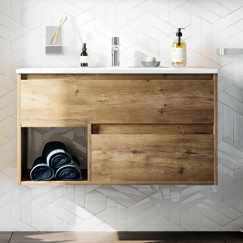 Комплект мебели STWORKI Карлстад 90 дуб рустикальный, в стиле лофт, под дерево, подвесная (гарнитур, 421759 Комплект мебели STWORKI Карлстад 90 дуб рустикальный, в стиле лофт, под дерево, подвесная (гарнитур, 421759