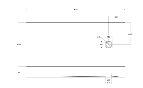 Душевой поддон BelBagno UNO TRAY-MR-UNO-AH-180/80-35-W-NO из искусственного мрамора с сифоном Душевой поддон BelBagno UNO TRAY-MR-UNO-AH-180/80-35-W-NO из искусственного мрамора с сифоном