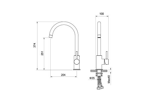 Смеситель для кухни Aquatek Европа AQ1382BGM черный хром шлифованный Смеситель для кухни Aquatek Европа AQ1382BGM черный хром шлифованный
