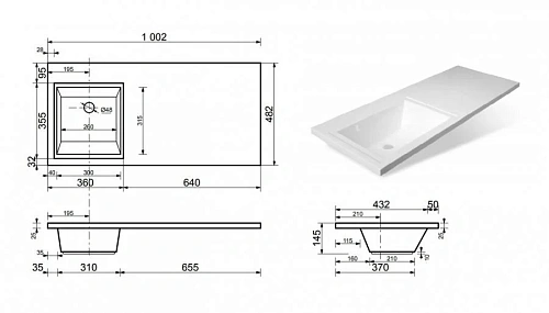 Тумба с раковиной Эстет Dallas Luxe ФР-00002313 1000х482 левая, подвесная 2 ящика Тумба с раковиной Эстет Dallas Luxe ФР-00002313 1000х482 левая, подвесная 2 ящика