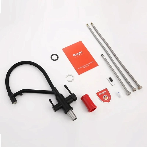 Смеситель для кухни Raglo R81.62.06 с гибким изливом с подключением к фильтру, черный Смеситель для кухни Raglo R81.62.06 с гибким изливом с подключением к фильтру, черный