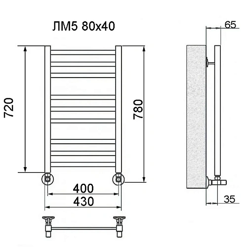 Полотенцесушитель водяной Ника MODERN ЛМ-5 80/40 с вентилями (комплект люкс) ЛМ 5 80/40 с вентилями Полотенцесушитель водяной Ника MODERN ЛМ-5 80/40 с вентилями (комплект люкс) ЛМ 5 80/40 с вентилями