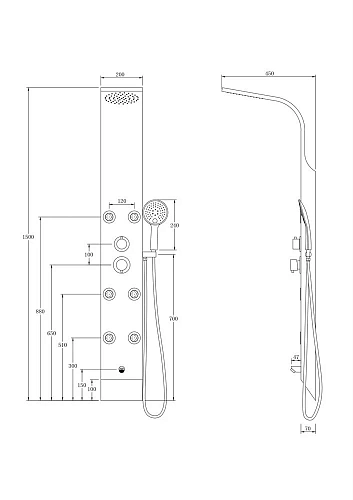 Душевая панель Taliente A02 150x20см, белый/хром, с изливом TA-G-A02Wcr+s Душевая панель Taliente A02 150x20см, белый/хром, с изливом TA-G-A02Wcr+s