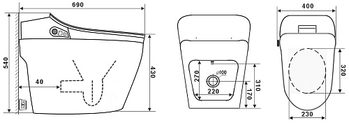 Унитаз SMART Timo ТЕ-721 (690x400x540) напольный с функцией биде Унитаз SMART Timo ТЕ-721 (690x400x540) напольный с функцией биде