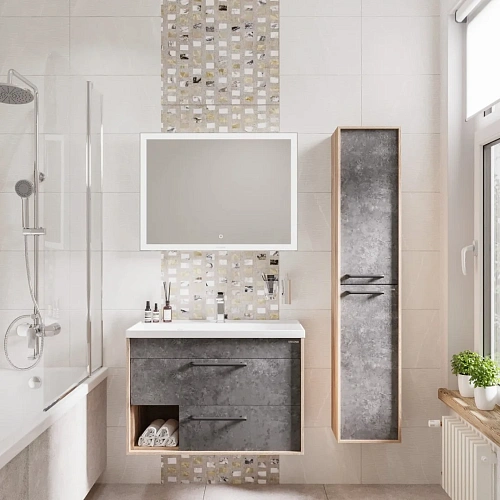 Шкаф-пенал GROSSMAN РЕАЛ-30 см универсальный веллингтон/бетон Арья 303007 Шкаф-пенал GROSSMAN РЕАЛ-30 см универсальный веллингтон/бетон Арья 303007