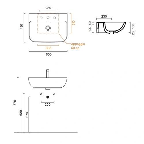 Раковина Catalano Italy 0720601001 60x45,с 1 отв. под смеситель, белый глянцевый Раковина Catalano Italy 0720601001 60x45,с 1 отв. под смеситель, белый глянцевый