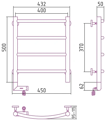Полотенцесушитель электрический Сунержа Галант 2.0 500х400 МЭМ левый 00-5200-5040 Без покрытия Полотенцесушитель электрический Сунержа Галант 2.0 500х400 МЭМ левый 00-5200-5040 Без покрытия