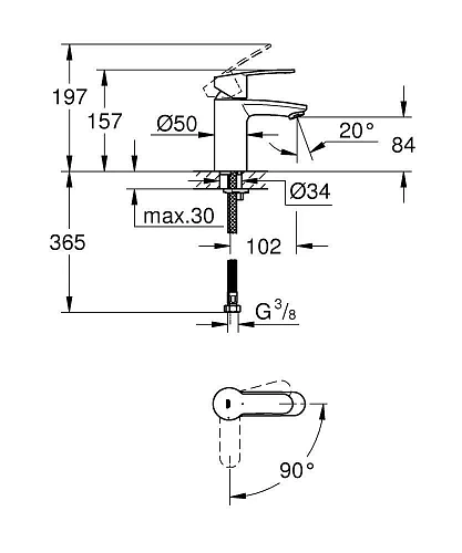 Смеситель для раковины GROHE Eurostyle Cosmopolitan с энергосберегающим картриджем, хром (2337320E) Смеситель для раковины GROHE Eurostyle Cosmopolitan с энергосберегающим картриджем, хром (2337320E)