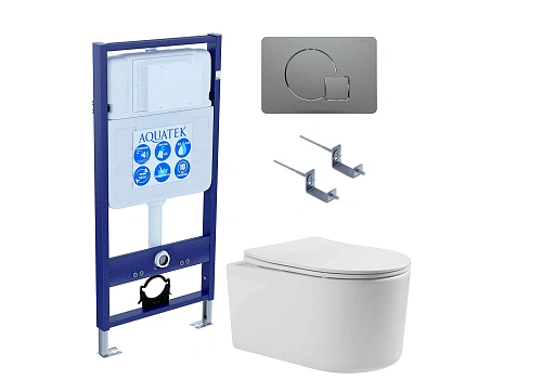 Комплект унитаза SET AQUATEK МИЯ-070 4в1 с инсталляцией, креплением, клавишей смыва и сиденьем микролифт Комплект унитаза SET AQUATEK МИЯ-070 4в1 с инсталляцией, креплением, клавишей смыва и сиденьем микролифт