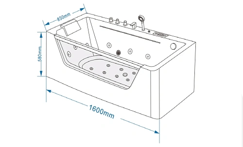 Акриловая ванна GROSSMAN GR-16085 (85x160x58) гидромассажная Акриловая ванна GROSSMAN GR-16085 (85x160x58) гидромассажная