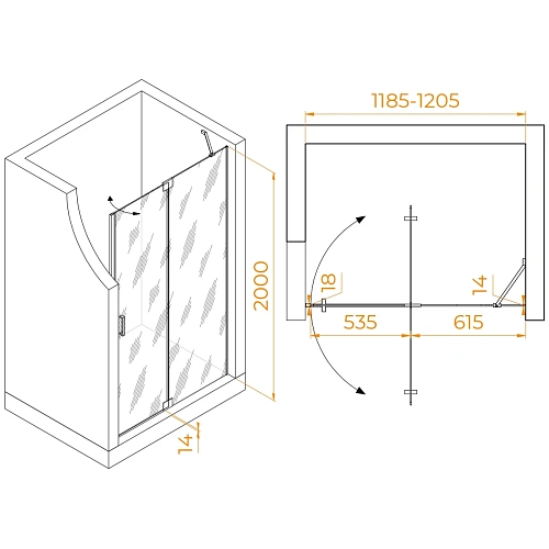 Душевая дверь RGW Hotel HO-014Gr 1200 мм Easy Clean серый 350601412-110 Душевая дверь RGW Hotel HO-014Gr 1200 мм Easy Clean серый 350601412-110