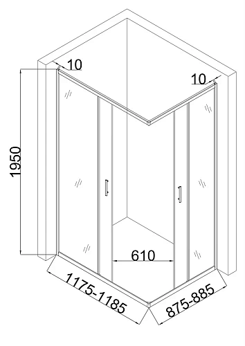 Душевой уголок Taliente 120x90x195см, прямоугольный, раздвижной, прозр.стекло 6мм, хром.профиль TA-09120-1CP Душевой уголок Taliente 120x90x195см, прямоугольный, раздвижной, прозр.стекло 6мм, хром.профиль TA-09120-1CP