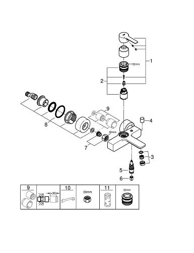 Смеситель для ванны GROHE Lineare, DN 15, хром (33849001) Смеситель для ванны GROHE Lineare, DN 15, хром (33849001)