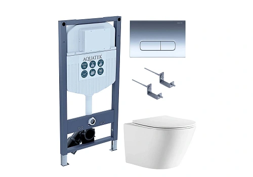 Комплект унитаза SET Aquatek ЛИБЕРТИ-016 INS-23 с инсталляцией, креплением, клавишей смыва и сиденьем микролифт Комплект унитаза SET Aquatek ЛИБЕРТИ-016 INS-23 с инсталляцией, креплением, клавишей смыва и сиденьем микролифт