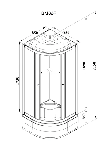 Душевая кабина Parly BM86F 850x850 профиль белый, стекло матовое Душевая кабина Parly BM86F 850x850 профиль белый, стекло матовое