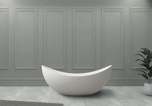 Ванна отдельностоящая ABBER AS9633 180x80 универсальная, белая матовая, искусственный камень Ванна отдельностоящая ABBER AS9633 180x80 универсальная, белая матовая, искусственный камень