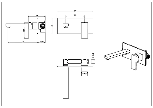 Смеситель для раковины Boheme Qubic 475-BRB встраиваемый Brushed Bronze Смеситель для раковины Boheme Qubic 475-BRB встраиваемый Brushed Bronze