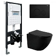 Комплект унитаза ABBER Bequem AC1100MB черный матовый с инсталляцией AC0105 и кнопкой AC0121MB черная матовая AC1100MB-AC0105-AC0121MB Комплект унитаза ABBER Bequem AC1100MB черный матовый с инсталляцией AC0105 и кнопкой AC0121MB черная матовая AC1100MB-AC0105-AC0121MB