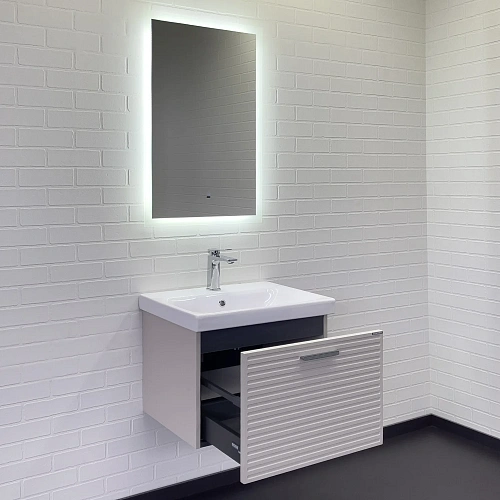 Тумба с раковиной Comforty Касабланка-60 00-00019249 серый шелк раковина Moduo 60 Тумба с раковиной Comforty Касабланка-60 00-00019249 серый шелк раковина Moduo 60