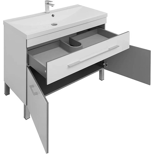 Тумба с раковиной Aquanet Верона 100 белый (напольная 1 ящик 2 дверцы) 00287662 Тумба с раковиной Aquanet Верона 100 белый (напольная 1 ящик 2 дверцы) 00287662