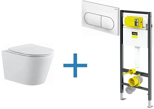 Комплект унитаза с инсталляцией Aquanet Rimless Atago 2.0 W LX-1905 (инсталляция Viega Prevista Dry Atago 2.0 W + 792831 Комплект унитаза с инсталляцией Aquanet Rimless Atago 2.0 W LX-1905 (инсталляция Viega Prevista Dry Atago 2.0 W + 792831