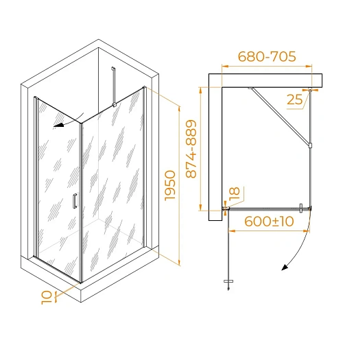 Душевой уголок RGW LE-034 (LE-003 + Z-14) 700x900 мм 06123479-11 хром Easy Clean Душевой уголок RGW LE-034 (LE-003 + Z-14) 700x900 мм 06123479-11 хром Easy Clean
