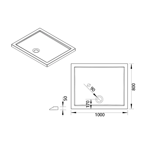 Душевой поддон Vincea VST-5AR-8010, 1000x800x50 Душевой поддон Vincea VST-5AR-8010, 1000x800x50