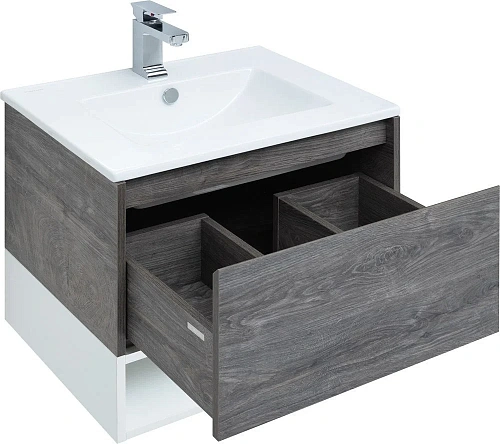 Комплект мебели STWORKI Карлстад 60 дуб рошелье, с белой полкой, в стиле лофт, подвесная (комплект, 440535 Комплект мебели STWORKI Карлстад 60 дуб рошелье, с белой полкой, в стиле лофт, подвесная (комплект, 440535