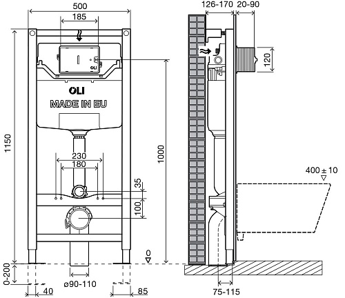 Инсталляция для унитаза Oli 120 100409m механическая Инсталляция для унитаза Oli 120 100409m механическая