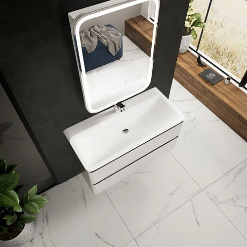 Тумба под раковину AQUAme AQM900410WH S4 подвесная 100 см белый глянец Тумба под раковину AQUAme AQM900410WH S4 подвесная 100 см белый глянец