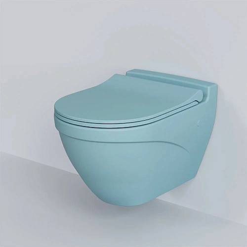 Унитаз подвесной Nord 133T20801 (535x360x385) голубой матовый без сиденья Унитаз подвесной Nord 133T20801 (535x360x385) голубой матовый без сиденья