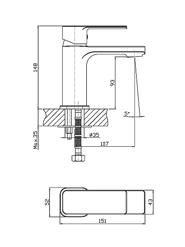 Смеситель для раковины Orange Plito M16-021cr Смеситель для раковины Orange Plito M16-021cr